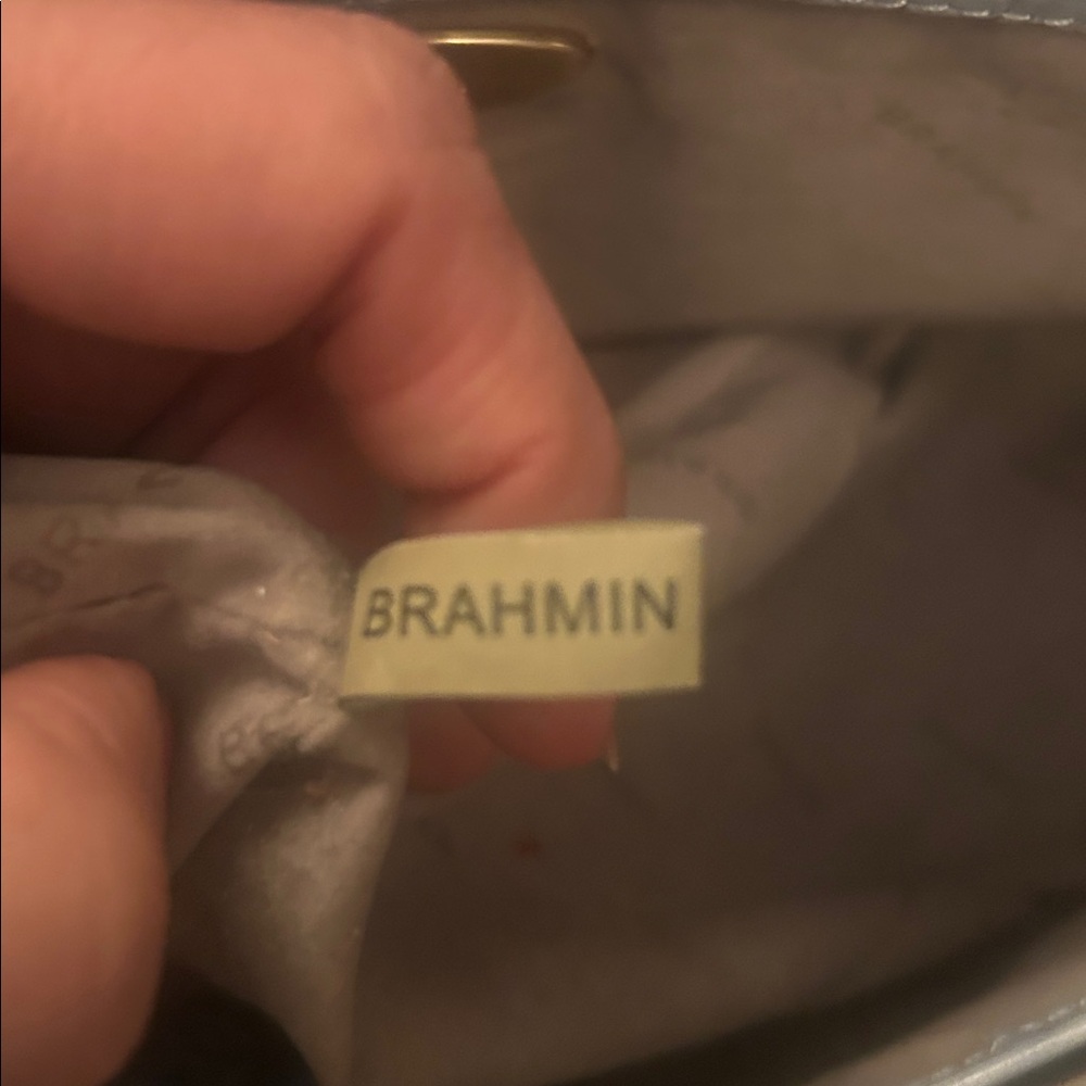 Brahmin Medium Asher Croc Embossed Pale Blue Leather Tote - Picture 13 of 15